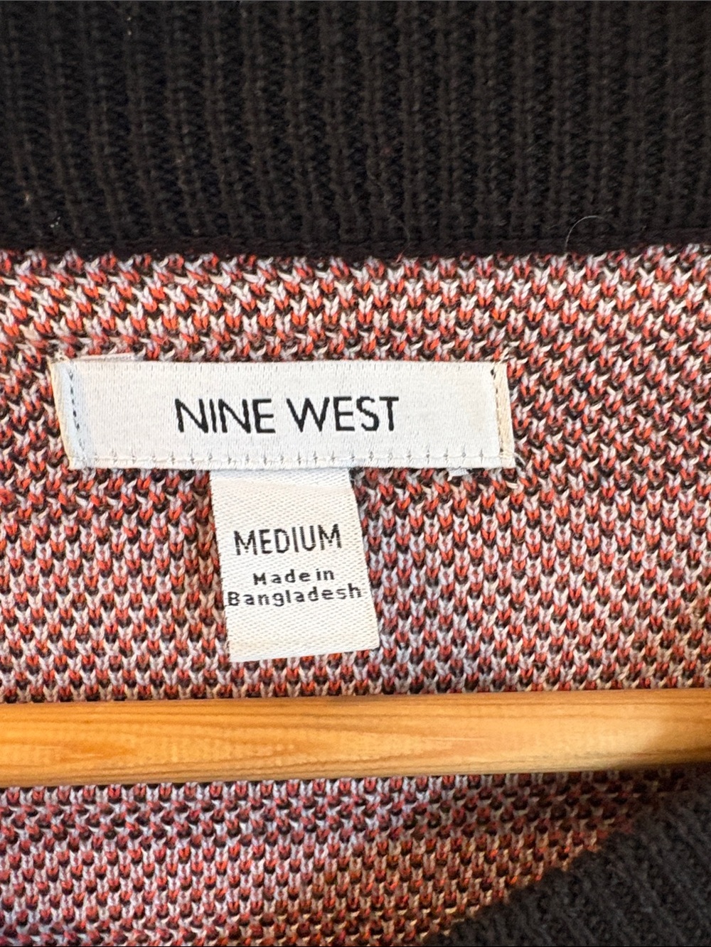 Black & orange retro Patterned Crewneck NINE west Sweater - Women's - Picture 3 of 7